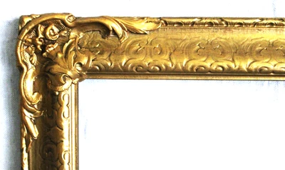 SUPERB SERVE 9 X 12" ARTESANATO ANTIGO MOLDURA DE MADEIRA ORNAMENTADA OURO DOURADO - Imagem 1 de 4