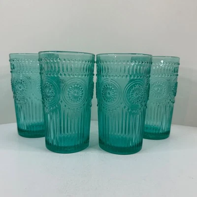 Juego de 4 vasos The Pioneer Woman Adaline 16 oz verde azulado Foto 1 de 4
