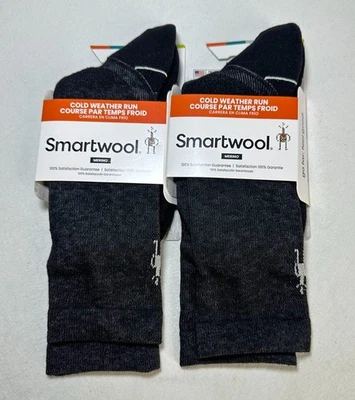 Smartwool 2 Pack Men's Run Cold Weather Targeted Cushion Crew Sock Size L black - Image 1 of 4