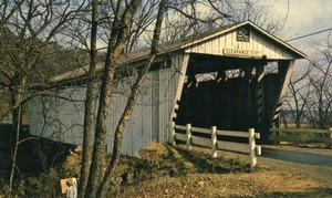 Everett Road Covered Bridge Boston Township Ohio Postcard - Picture 1 of 2