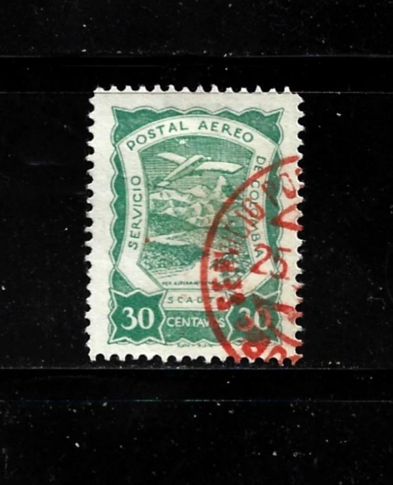 Selo Colômbia Scott # C29- 30c-Usado/VLH-NG-1921-Correio Aéreo - Imagem 1 de 1