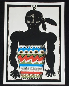Póster original de la película cubana 1979 "Tumba francesa" africana. Tambor colorido. Arte tambor - Imagen 1 de 5