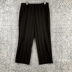 AK Anne Klein Dress Pants Womens 10 Black Red yellow Striped Stretch Cuffed - Picture 1 of 15