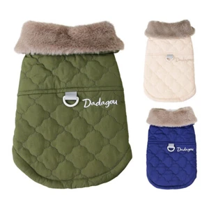 Fur Collar Small Pet Waterproof Clothes Vest Dog Coat Windproof Puppy Jacket - Picture 1 of 12