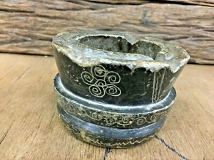 Old Original Hand Carved Black Stone Bowl From Kerala India - Picture 1 of 12