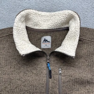 Mountain Club 1/4 Zip Sherpa Pullover Sweatshirt Mens XL Brown Knit Long Sleeve - Picture 1 of 10