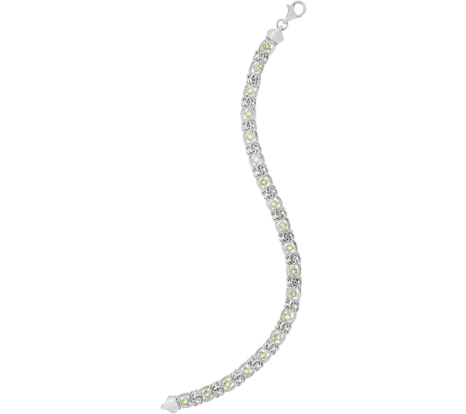 6 3/4" Peridot Gemstone Byzantine Tennis Bracelet Real 925 Sterling Silver QVC - Image 1 of 4