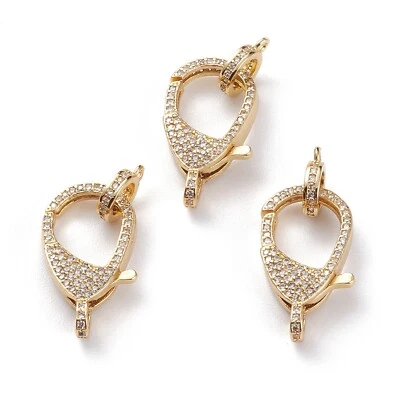 5 cierres de garra de langosta de circonita cúbica transparente micro pavé de latón con cuenta de fianza 23 mm Foto 1 de 3