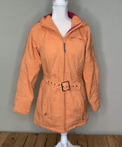 athleta women’s full zip hooded Belted coat size XS Orange HG - Picture 1 of 11