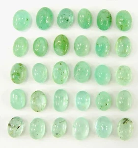 37.10 Ct Natural Russian Emerald Loose Gemstone 7-9 mm Cab 30 Pcs Lot - 2867 - Picture 1 of 2