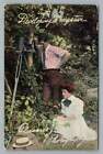 "Developing a Negative" Antique Photography Camera Tripod Romance Humor 1911