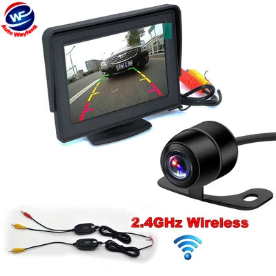 4.3" TFT LCD Monitor+ Mini Wireless Car Parking Reverse Back Up Camera Kit CCD - Image 1 of 4