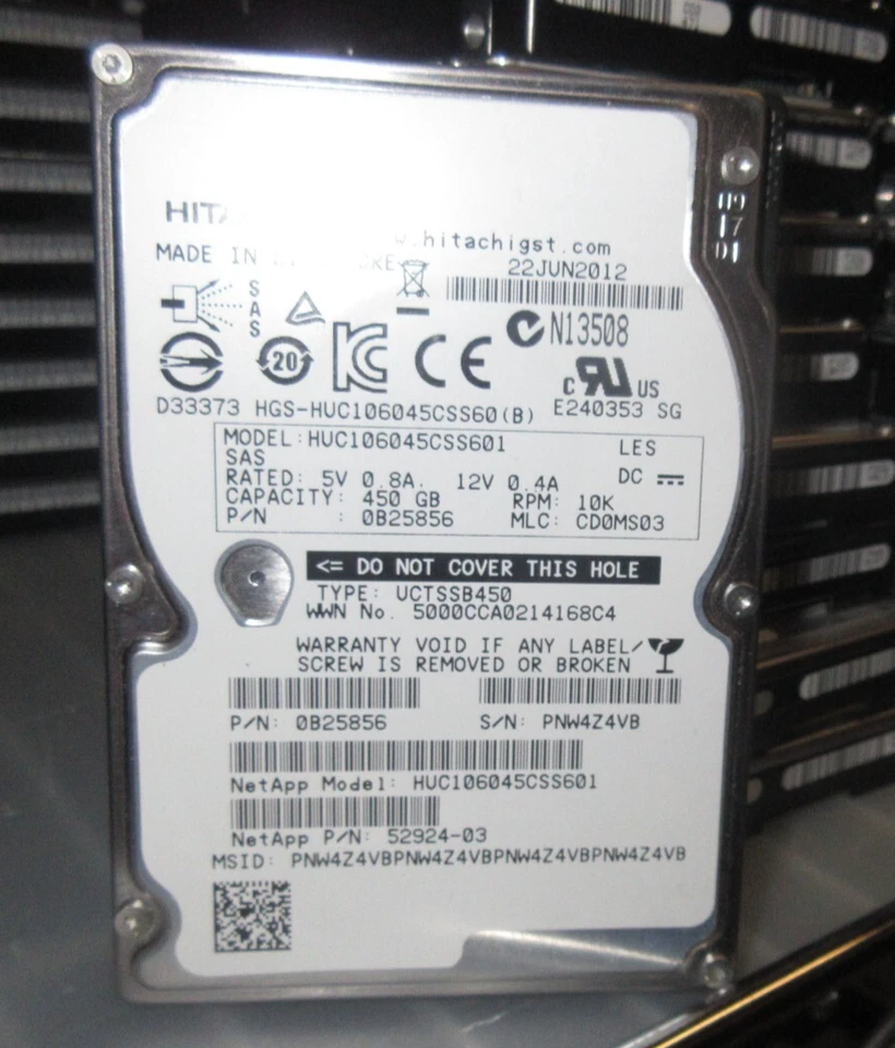 Hitachi 0B25856, HUC106045CSS601, 2.5" 450GB 10K SAS HDD LOT OF 10 - Image 1 of 1