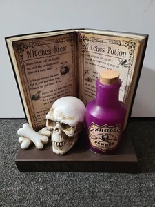 LED LIGHT UP WITCH'S BREW POTION BOTTLES + SKULL, TABLE DECOR - Picture 1 of 4