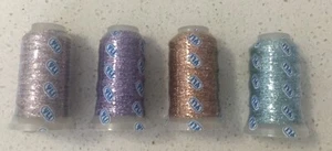 Bulk YLI Candlelight Metallic Yarn 4 Reels Silver Gold Lavender Light Blue NOS - Picture 1 of 2