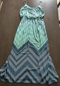 Vince Camuto mehrfarbige Maxi Damengröße 12 grün blau Sommer Spaghettiträger - Bild 1 von 2