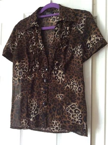 BNWOT Animal Print Blouse By “Star By julienmacdonald” Size 12 ,Black/ Browns. - Picture 1 of 12