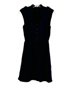 Alice + Olivia Womens Blue Silk Double Button Lapel Shoulder A Line Dress Sz XS - Picture 1 of 6