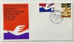 1974 FDC Australia - Centenary of Universal Postal Union - 7 & 30 Cent Stamps - Picture 1 of 2