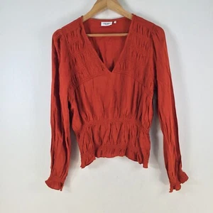 Jeanswest womens blouse top size 12 rust red long sleeve Vneck 109863 - Picture 1 of 9