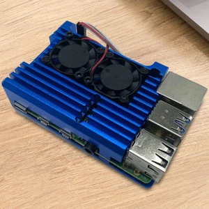 Metal Housing with Heatsink Open Case Design for Raspberry Pi (Blue With Fan) UK - Bild 1 von 8