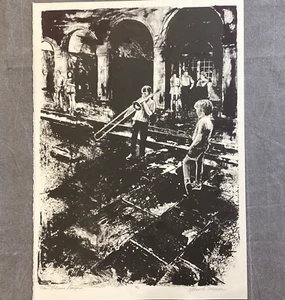 NEW ORLEANS PLAYERS lithograph from stone, children music Jackson Square figures - Picture 1 of 12
