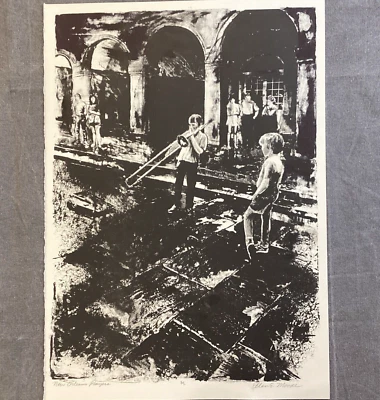 NEW ORLEANS PLAYERS lithograph from stone, children music Jackson Square figures - Image 1 of 4