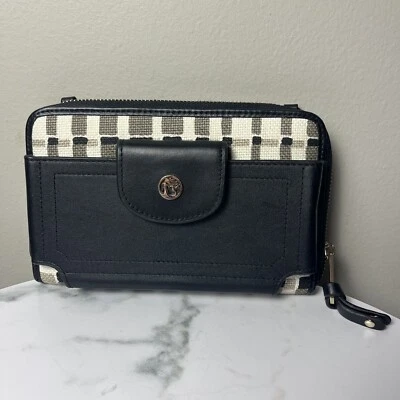 Spartina 449 DauFuskie Island Wristlet Wallet Black Plaid Check MISSING STRAP - Image 1 of 4