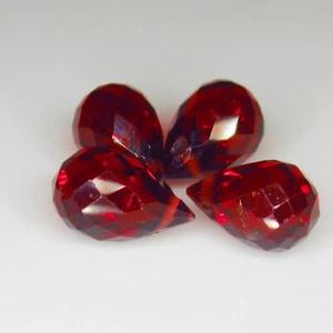 6.96 Ct Natural Blood Red Garnet Pear Drilled Beads-4 Pcs,Mozambique-A762 - Picture 1 of 2