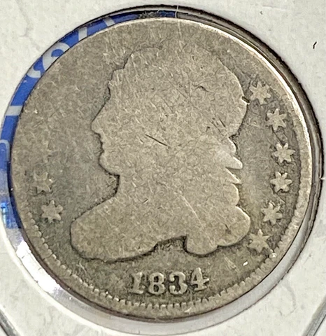 1834 Capped Bust Dime Small 4 Variety Fair To Poor Cover