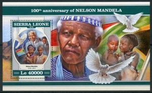 Sierra Leona 100th Anniversary Of Nelson Mandela Souvenir Hoja Timbre Nh - Imagen 1 de 1
