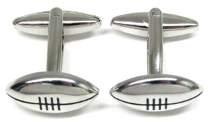 Vintage Silber American Football Manschettenknöpfe Herren Sport Accessoire formelle Kleidung - Bild 1 von 4