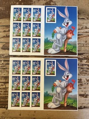 1997 Bugs Bunny Full Two 10 Stamp 32c Sheet Scott 3137 Looney Toons - Image 1 of 2