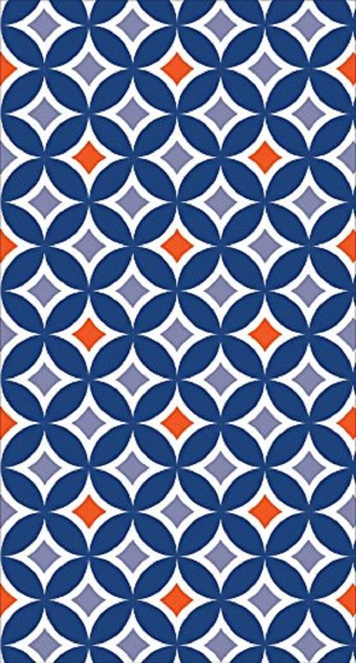 Cathedral Window Wedding Floral Garden Party Guest Towel Napkins - Blue/Orange - Image 1 of 1