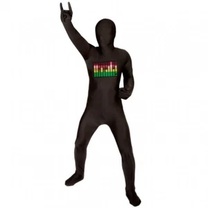 NEW Kids Black Second Skin All in One Jumpsuit Fancy Dress Costume Light Up 12+ - Picture 1 of 3