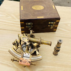 Brass Sextant Compass Wooden Box Vintage Solid Antique Nautical Sextant