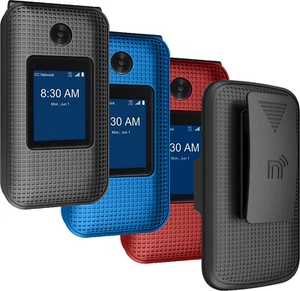 Grid Case Hard Shell Cover + Belt Clip Holster for ZTE Cymbal 2, Telstra Flip 3 - Picture 1 of 17