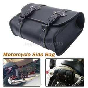 Bolsas laterales de montaje de cuero PU negro para motocicleta herramienta de almacenamiento para Harley - Imagen 1 de 8