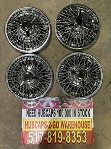 1964-86 Ford Chevy Buick Olds Retro Fwd Spinner Spoke Hubcaps 13”Set 4 Used Oem - Bild 1 von 9