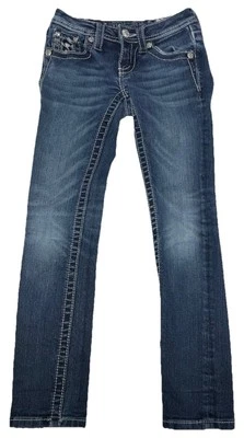 Miss Me Girls Size 7 Skinny Jeans Embroidered & Rhinestone JK63225 - Image 1 of 4