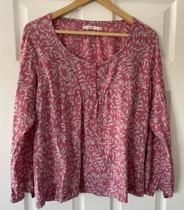 Seasalt Women's Blouse UK 10 Pink Floral 100% Cotton Long Sleeves Lightweight - Picture 1 of 22