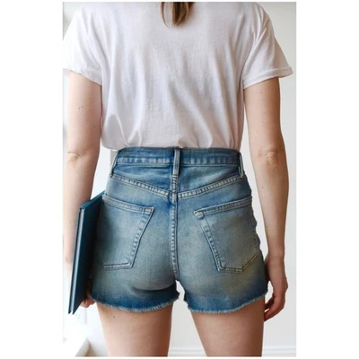 Pantalones Cortos Denim Montura Para Mujer Talla 27 Tiro Alto Le Original Botón Mosca Algodón Foto 1 de 4