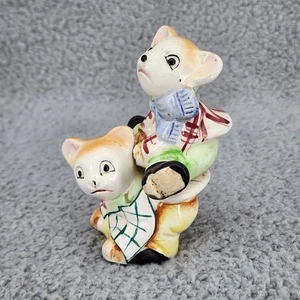 Vintage Stacking Piggy Back Bears Salt & Pepper Shakers MCM Japan - Picture 1 of 22