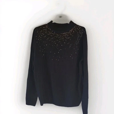 Juicy Couture Jersey Punto Negro Con Lentejuelas XL Foto 1 de 4