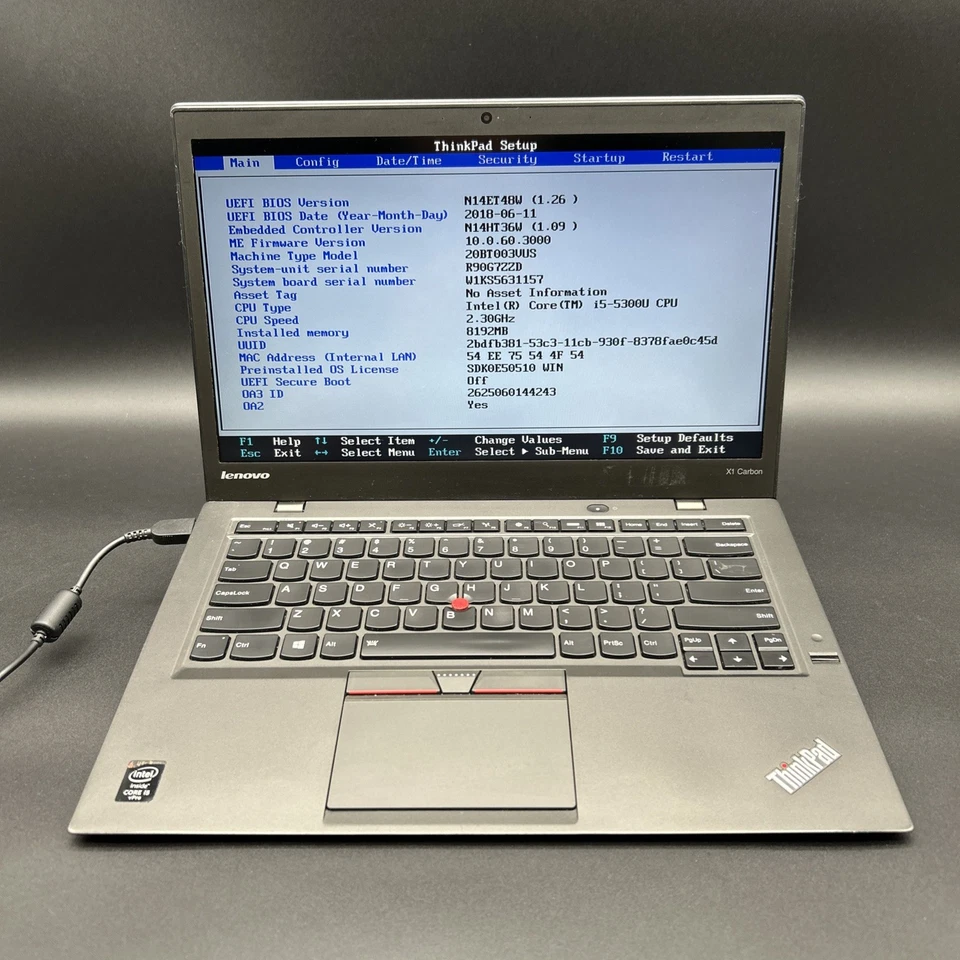 Lenovo ThinkPad X1 Carbon 14" Intel i5 - 5300u 8GB Parts Repair (X1301) - Image 1 of 4