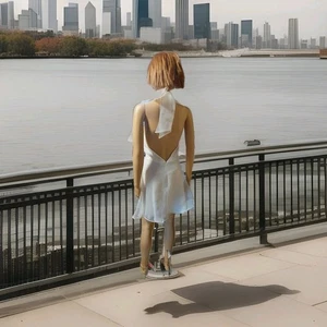 Mini Abito Bianco Tg M Cravatta Collo Senza Schienale - Foto 1 di 4