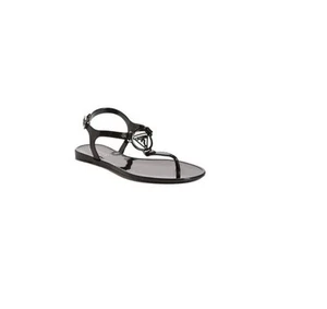 Guess Women's Janee Open Toe Jelly T-strap Flat Fashion Sandals Black Size 6 M - Picture 1 of 4