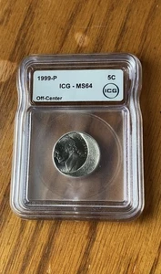 Struck Off Center 1999-P Jefferson Nickel MS-64 ICG Graded - Picture 1 of 2