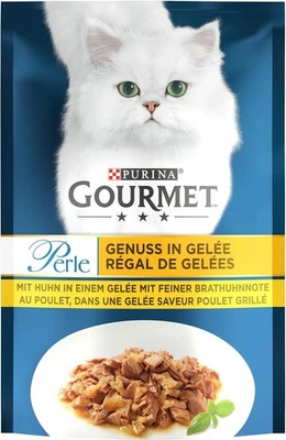 Perle Genuss Gelee Katzenfutter mit Huhn  feiner Brathuhnnote 26er Pack 26 x 85g - Bild 1 von 4