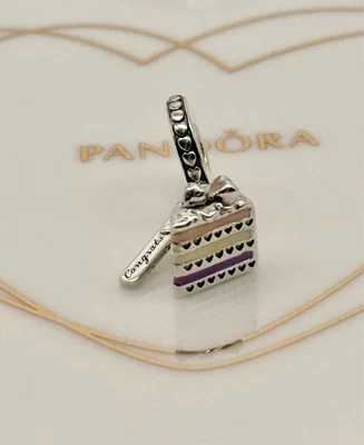 New Genuine Authentic Pandora Celebration Cake Slice Dangle Charm 797258ENMX - Image 1 of 4